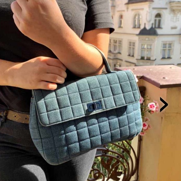 Chanel Mademoiselle top handle denim chocolate bar clutch - Picture 2 of 16